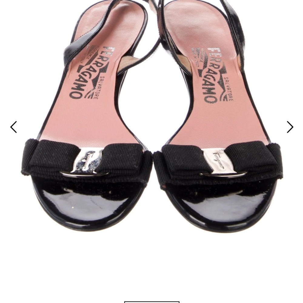 Salvatore Ferragamo Black Patent Leather Sandals